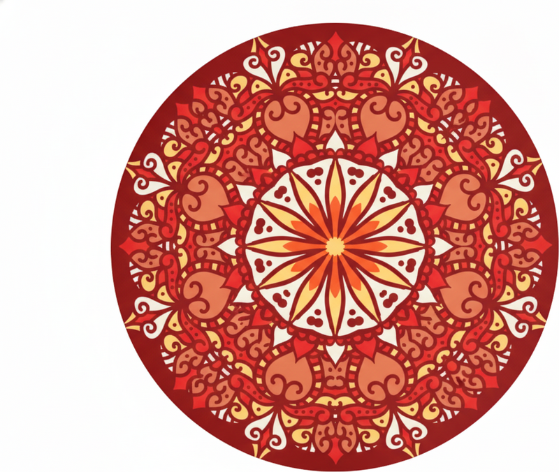Tapis vinyle rouge mandala coloré ornemental de luxe - TenStickers