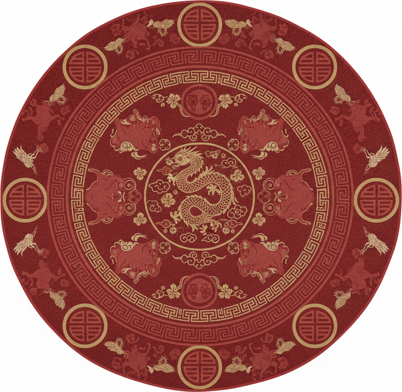 Tapis vinyle rouge motif vintage chinois - TenStickers