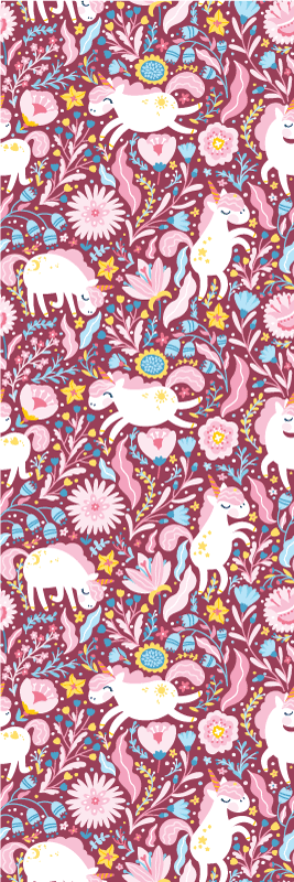 Tapis vinyle rose motif animal licorne magnifique - TenStickers
