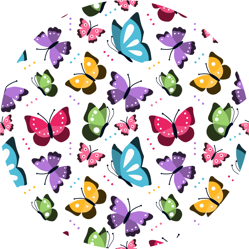 Tapis vinyle fabuleux papillons ronds - TenStickers