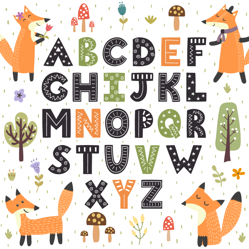Superbe tapis d'alphabet en vinyle avec forêt - TenStickers