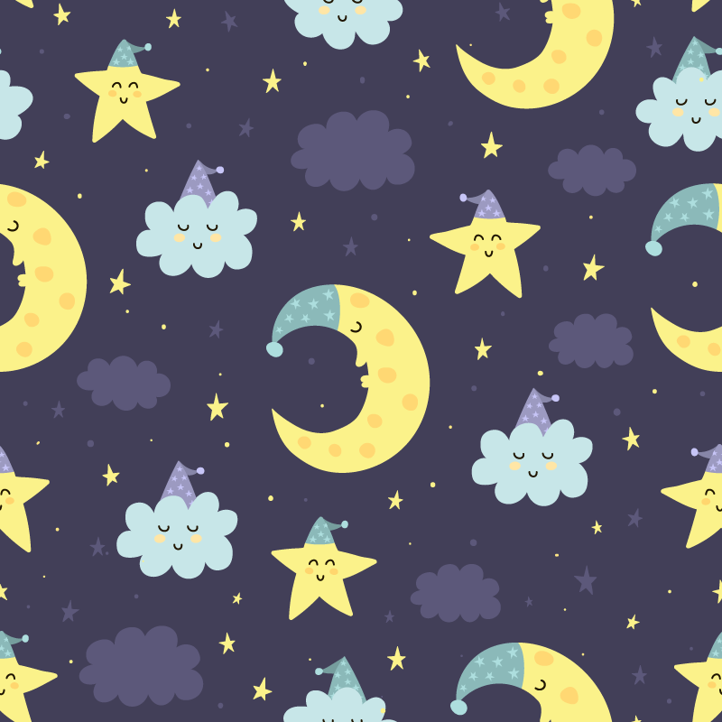 Fabuleux tapis vinyle étoiles et lune pour enfants - TenStickers