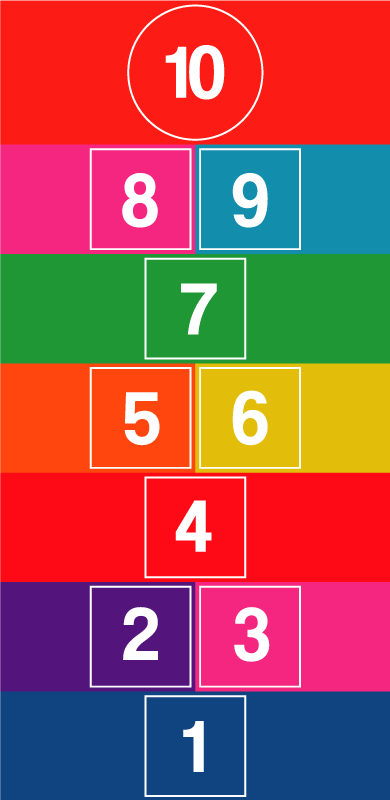 Jeu de tapis en vinyle coloré marelle - TenStickers