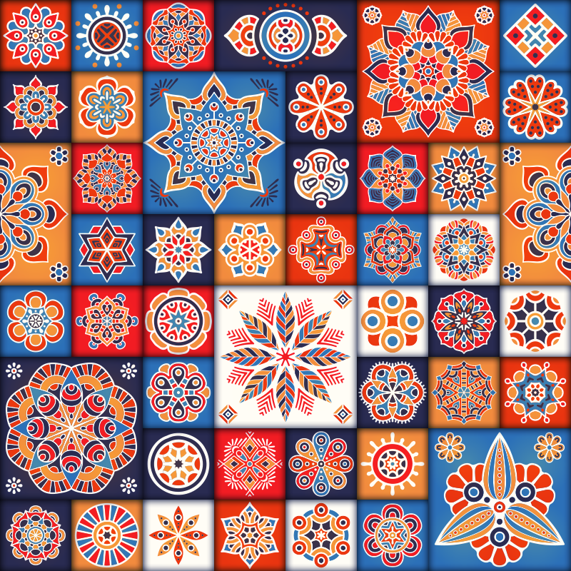 Tapis en vinyle mosaïque fantastique avec différents carreaux - TenStickers
