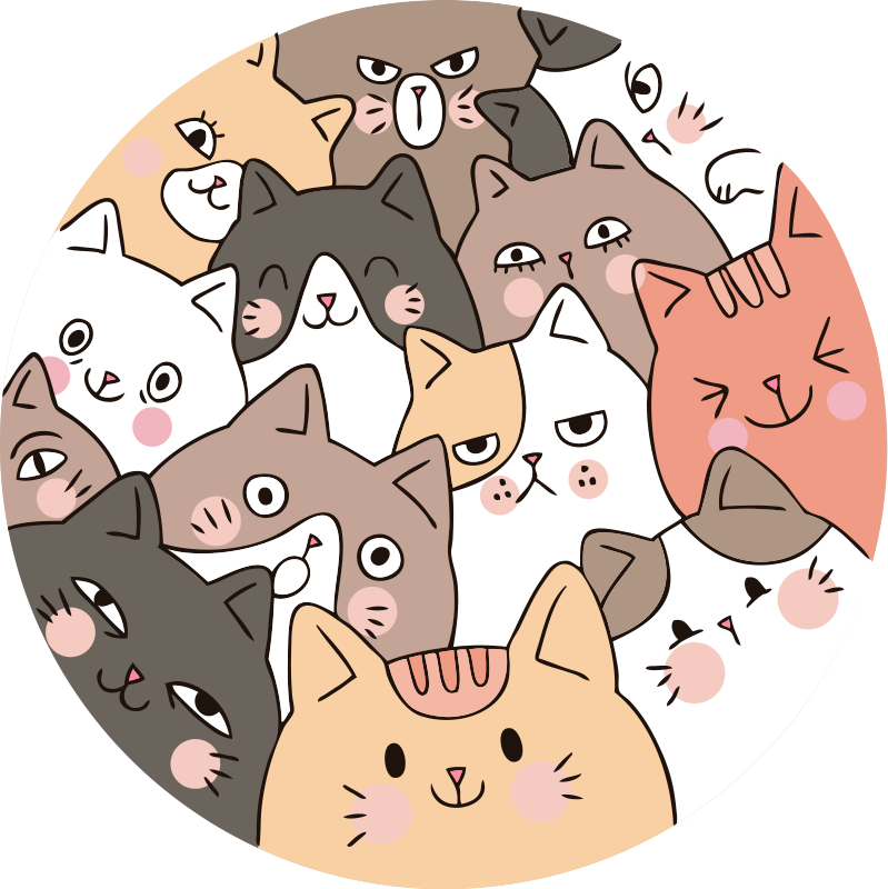 Tapis vinyle rond chats pour enfants - TenStickers