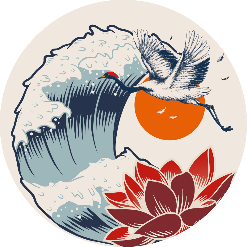 Tapis vinyle animal grue océan coucher de soleil - TenStickers