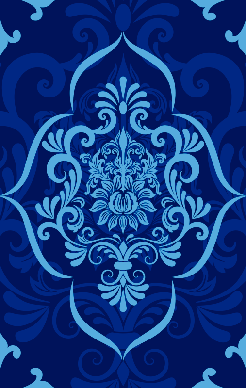 Tapis en vinyle vintage mandala bleu rectangulaire - TenStickers