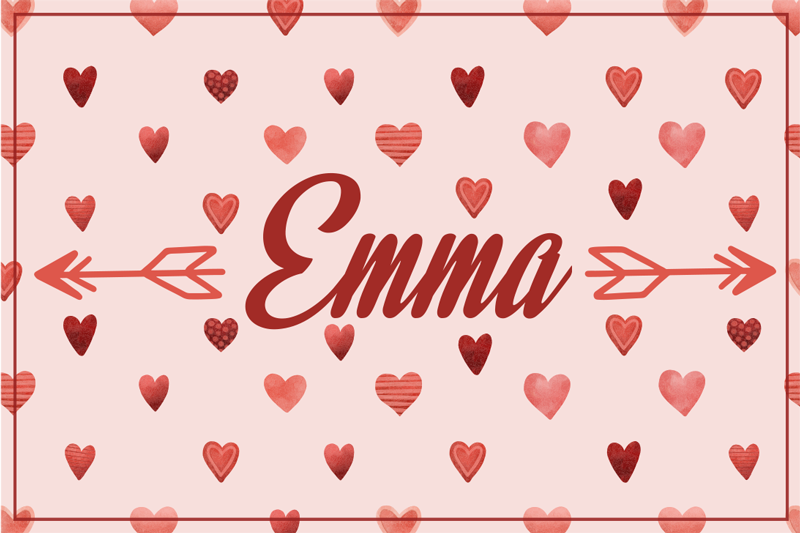 Tapis vinyle personnalisé coeurs enfants avec prénom - TenStickers