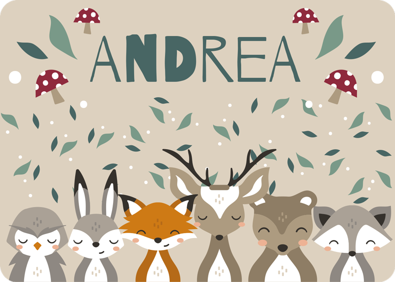 Tapis vinyle personnalisé petits animaux avec prénom - TenStickers