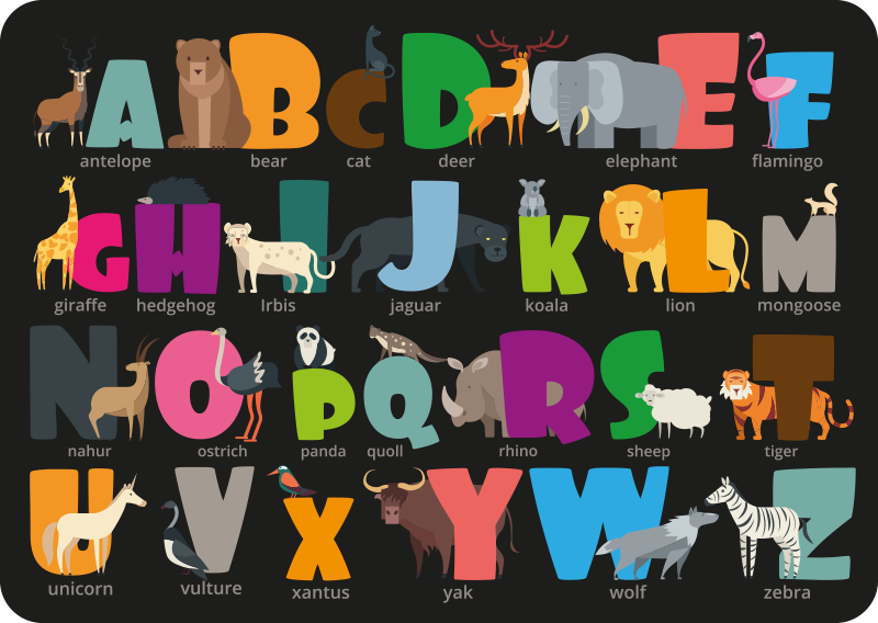 tapis vinyle alphabet Alphabet animal  - TenStickers