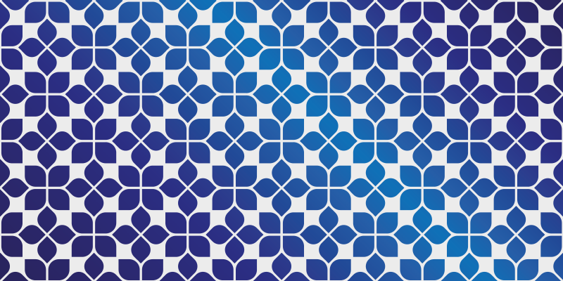 Tapis vinyle mosaïque fleurs bleues - TenStickers