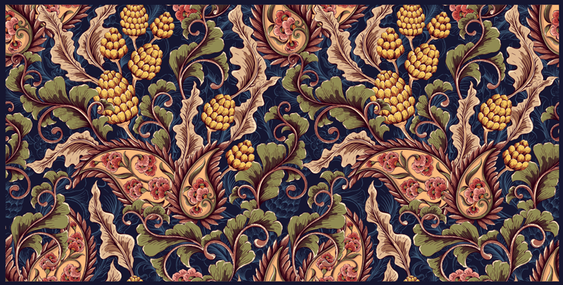 Tapis vinyle Feuilles et motif paisley - TenStickers