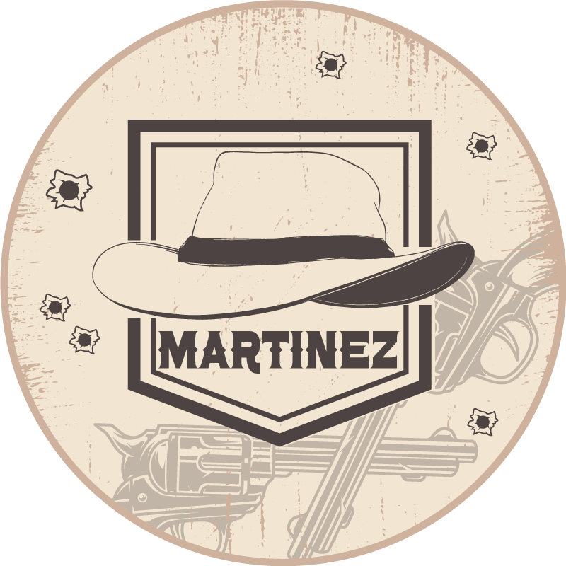 Tapis vinyle Chapeau de cow-boy avec nom - TenStickers