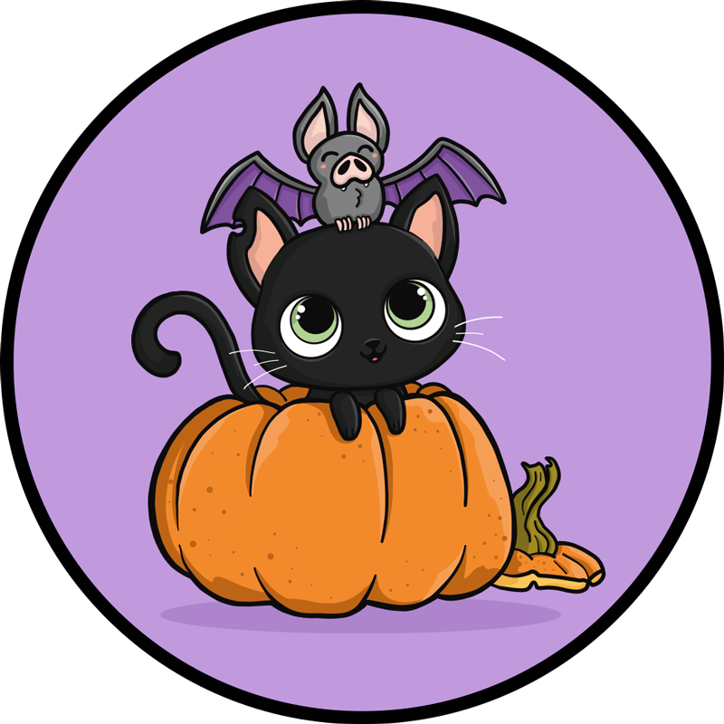 Tapis vinyle halloween chat chauve-souris halloween - TenStickers