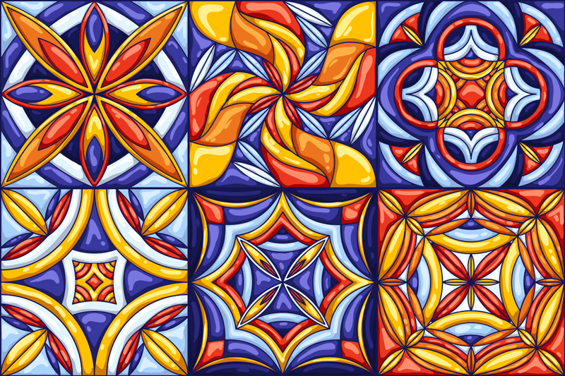 tapis vinyle carreaux Style de carreaux portugais - TenStickers