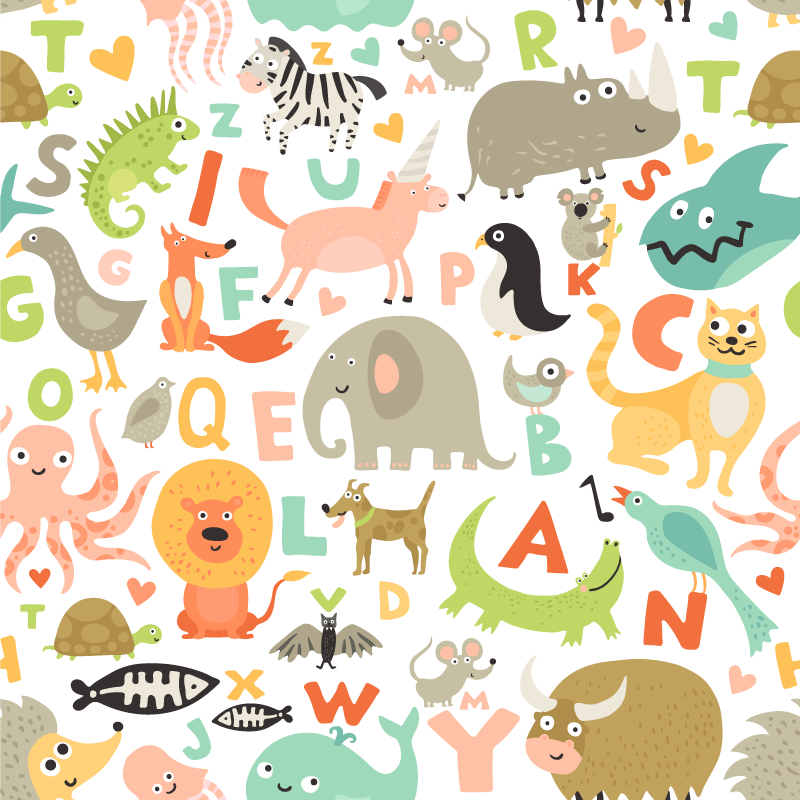 Tapis vinyle animal Animal lettres de l'alphabet - TenStickers