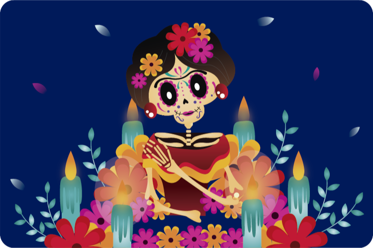 Tapis vinyle halloween squelette festif - TenStickers