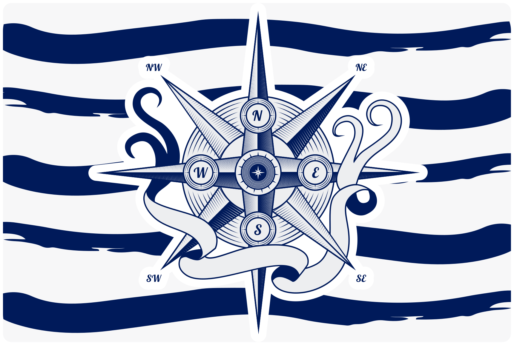 Tapis vinyle moderne Rayé avec grosse ancre - TenStickers