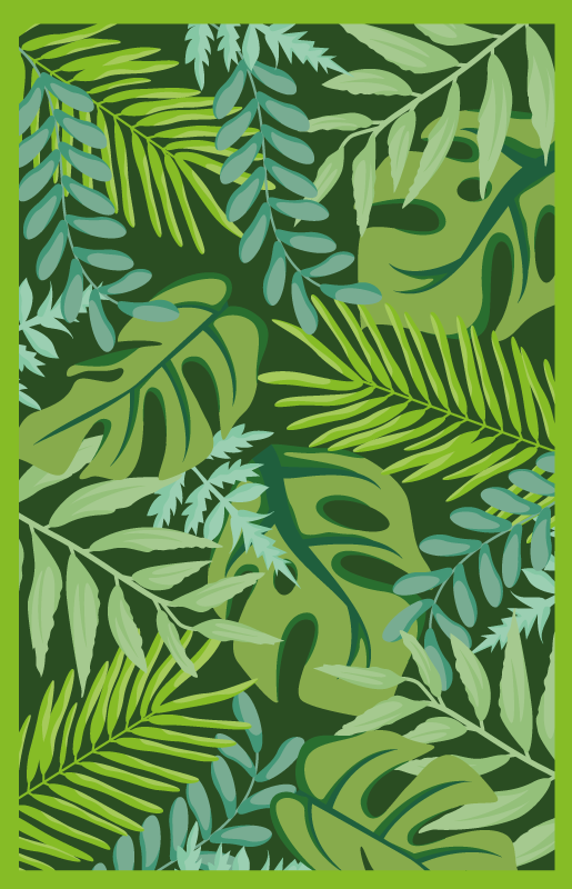 Tapis vinyle fleurs et plantes décor de feuillage tropical - TenStickers
