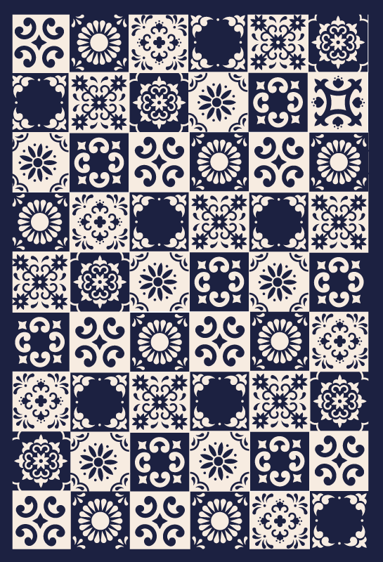 Tapis vinyle Cuisine avec des formes bleues - TenStickers