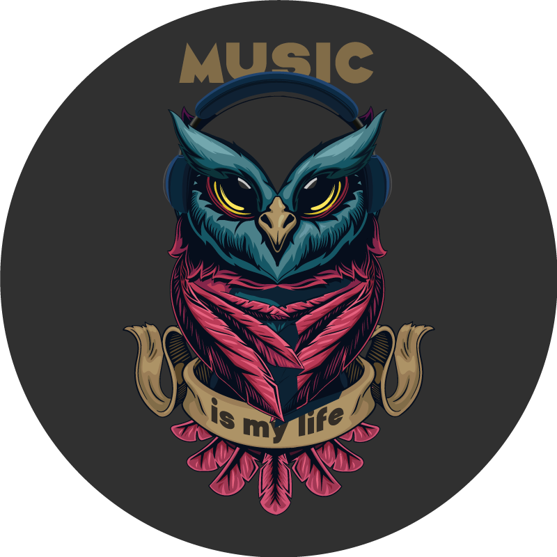 Tapis vinyle ado emblème de musique de hibou - TenStickers