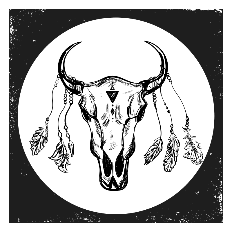 tapis vinyle ethnique boho crâne de vache  - TenStickers