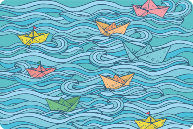 tapis vinyle pour enfants Petits bateaux en papier - TenStickers