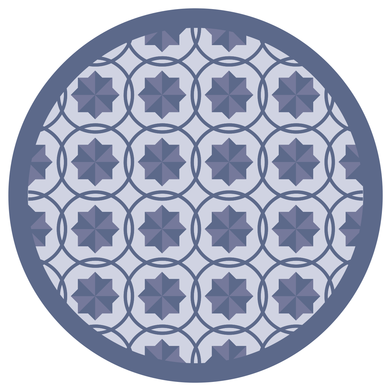 Tapis vinyle géométrique symétrique rond gris bleu - TenStickers