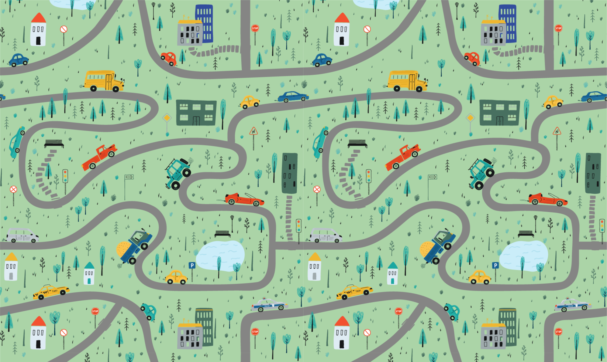 Tapis vinyle route plan de circulation de la ville - TenStickers