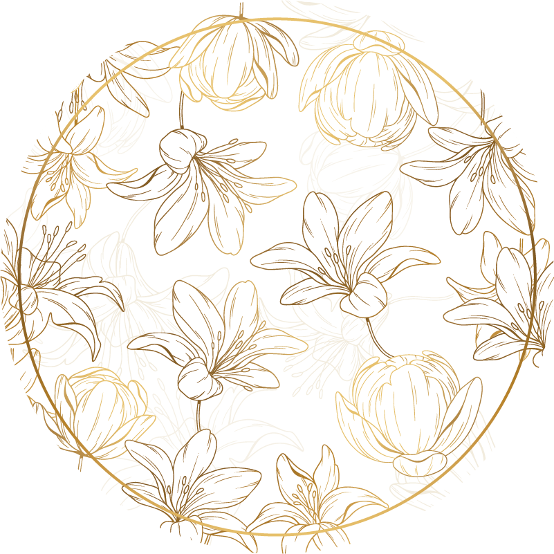 Tapis vinyle fleurs et plantes motif de cercle floral - TenStickers