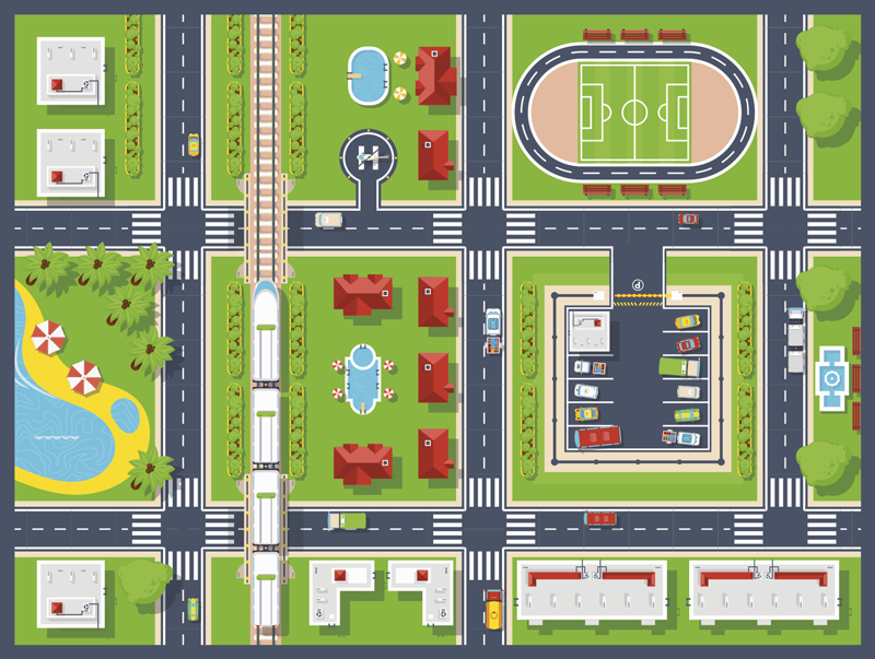 Tapis vinyle circuit de la ville pour enfants - TenStickers