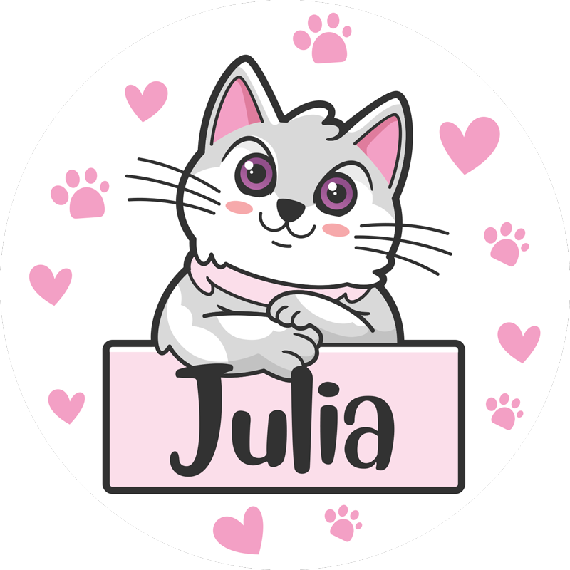 Tapis vinyle prénom personnalisable avec chat - TenStickers