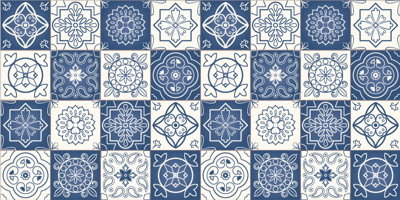 tapis vinyle moderne Impression de carreaux bleus - TenStickers