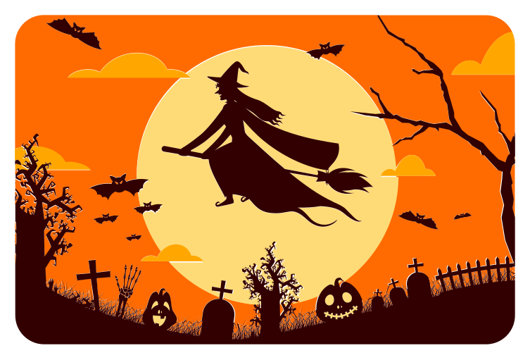 Tapis vinyle halloween silhouette halloween effrayante - TenStickers