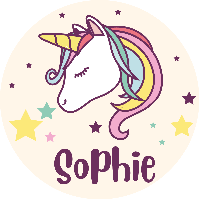 tapis vinyle avec nom Conception de fond de licorne avec nom - TenStickers