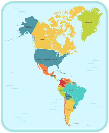 Tapis vinyle carte du monde Amérique au centre - TenStickers