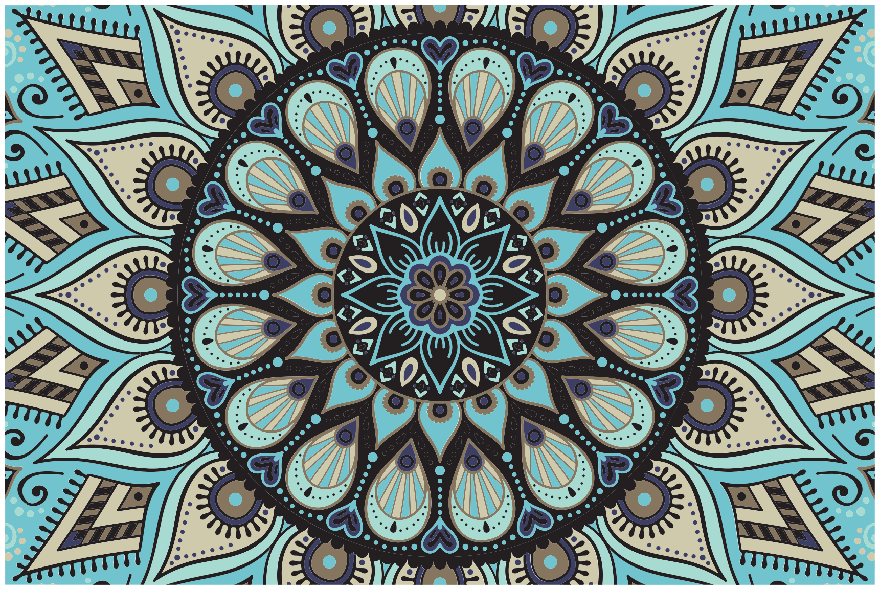 Tapis vinyle mandala motif circulaire orné - TenStickers