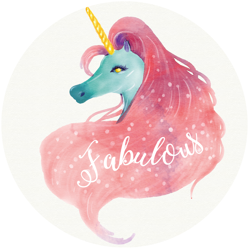 Tapis vinyle Licorne aquarelle texte Fabuleux - TenStickers