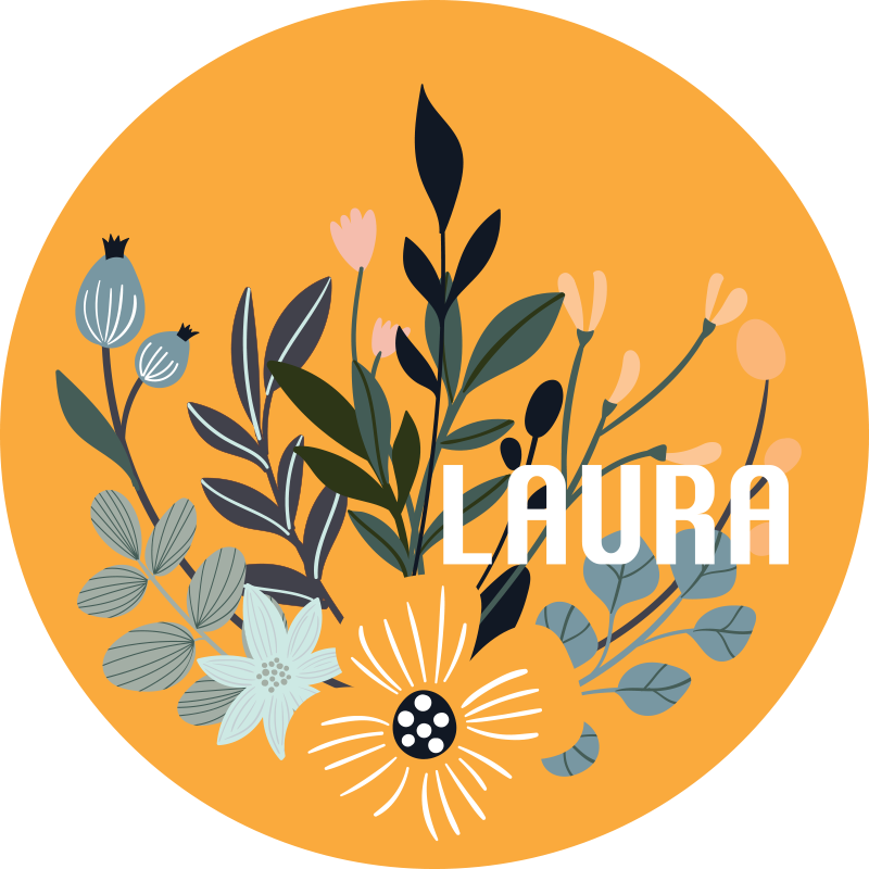 tapis vinyle avec nom Plantes et fleurs personnalisables - TenStickers