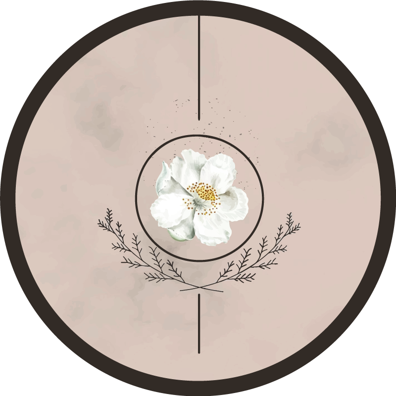 Tapis vinyle fleurs et plantes emblème de cercle floral - TenStickers