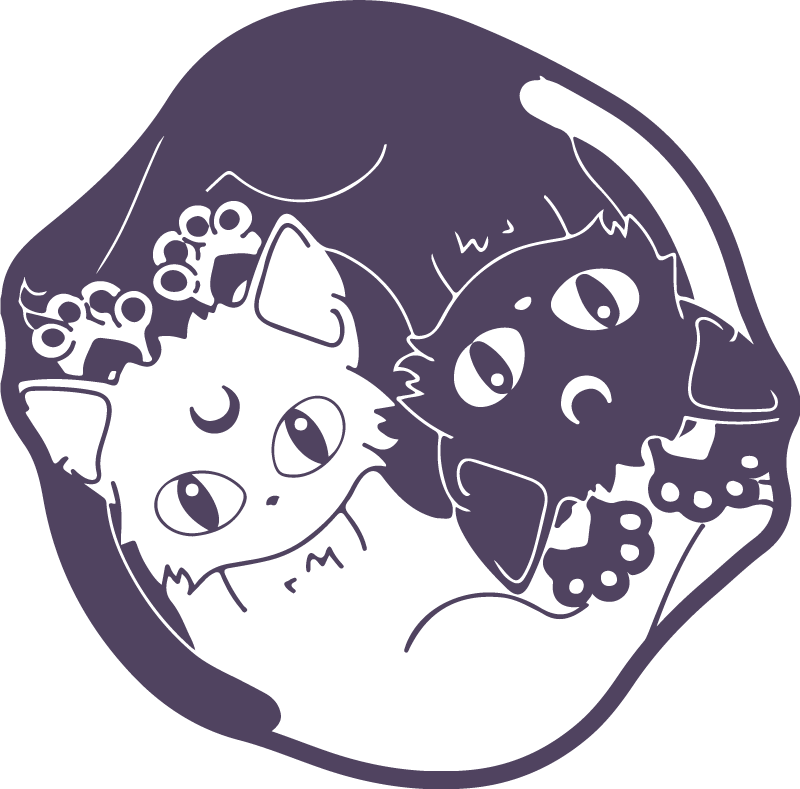 tapis vinyle animal Anime chat yin yang - TenStickers