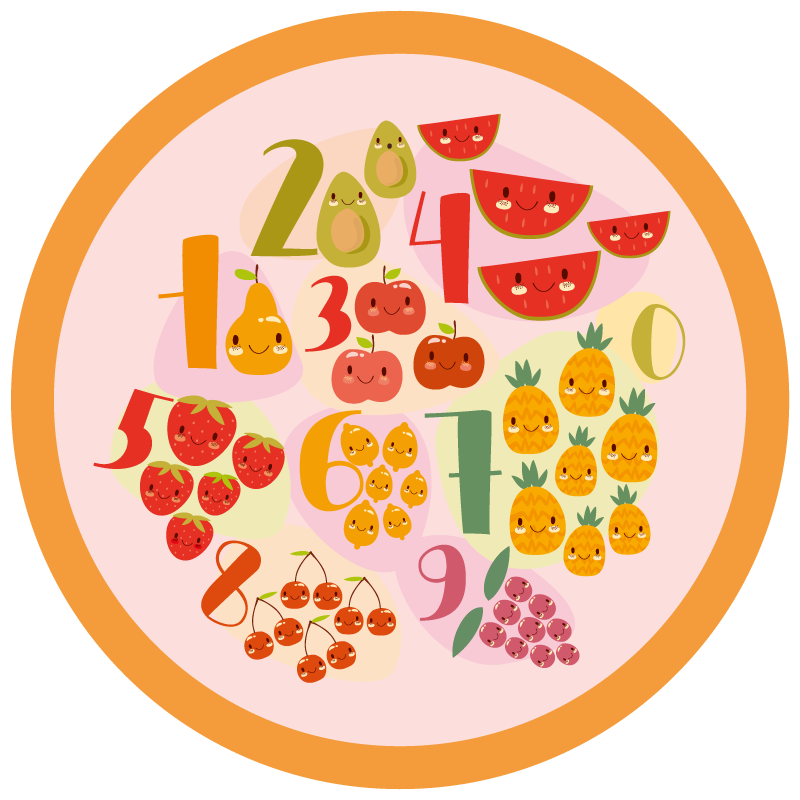 Tapis vinyle jeux cercle de comptage fruité - TenStickers