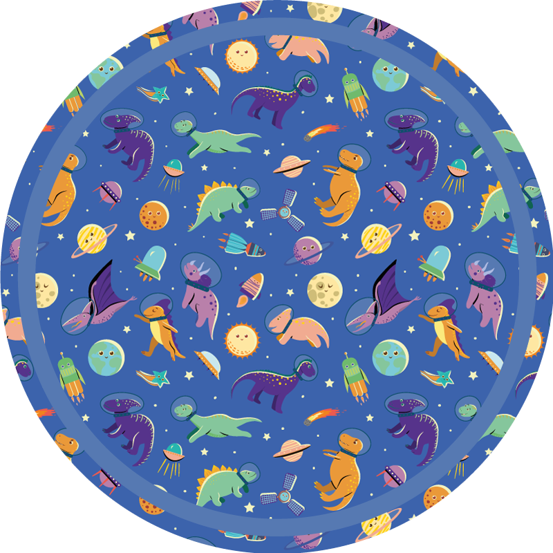Tapis vinyle pour enfants dinosaure de l'espace rond - TenStickers