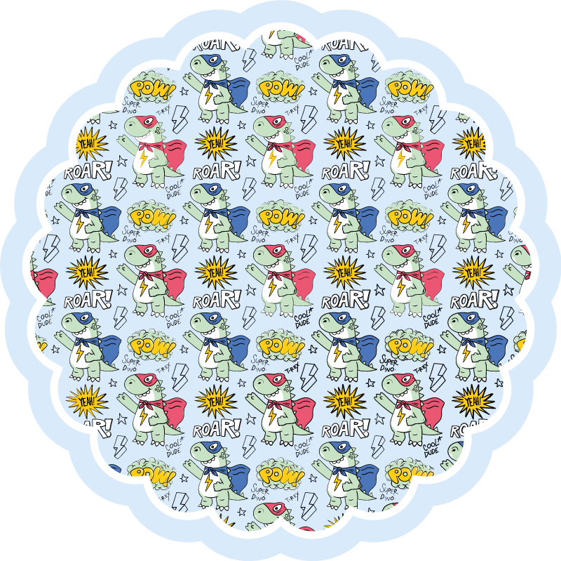 Tapis vinyle pour enfants dinosaures super-héros - TenStickers