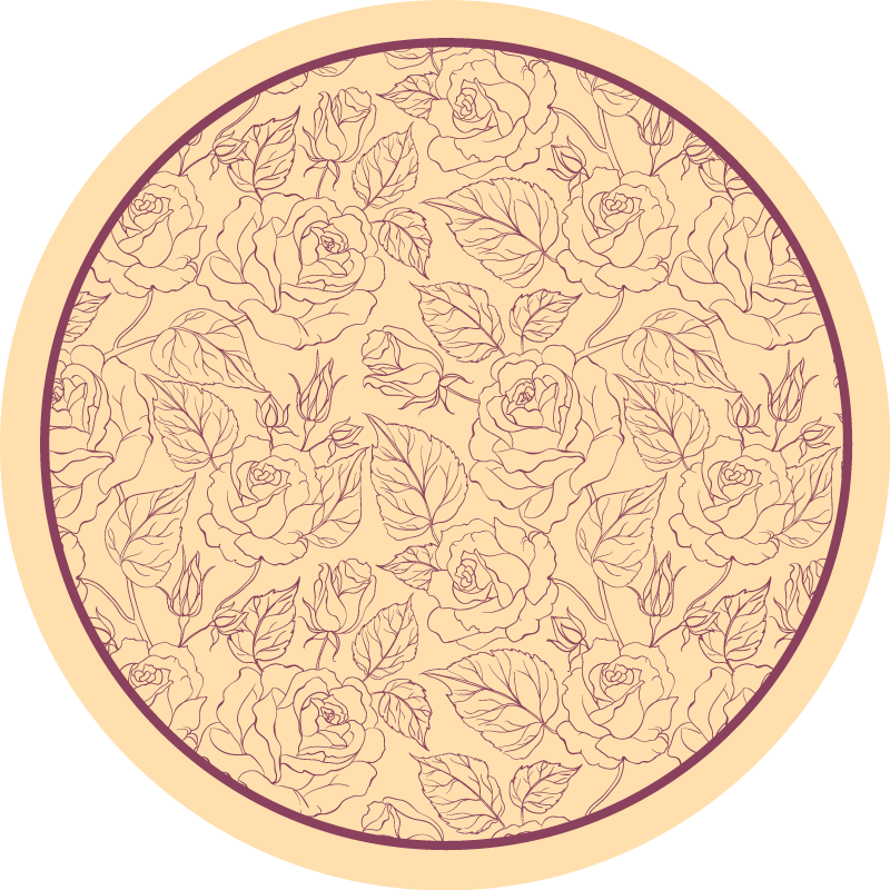 Tapis vinyle fleurs et plantes motif rose rond - TenStickers