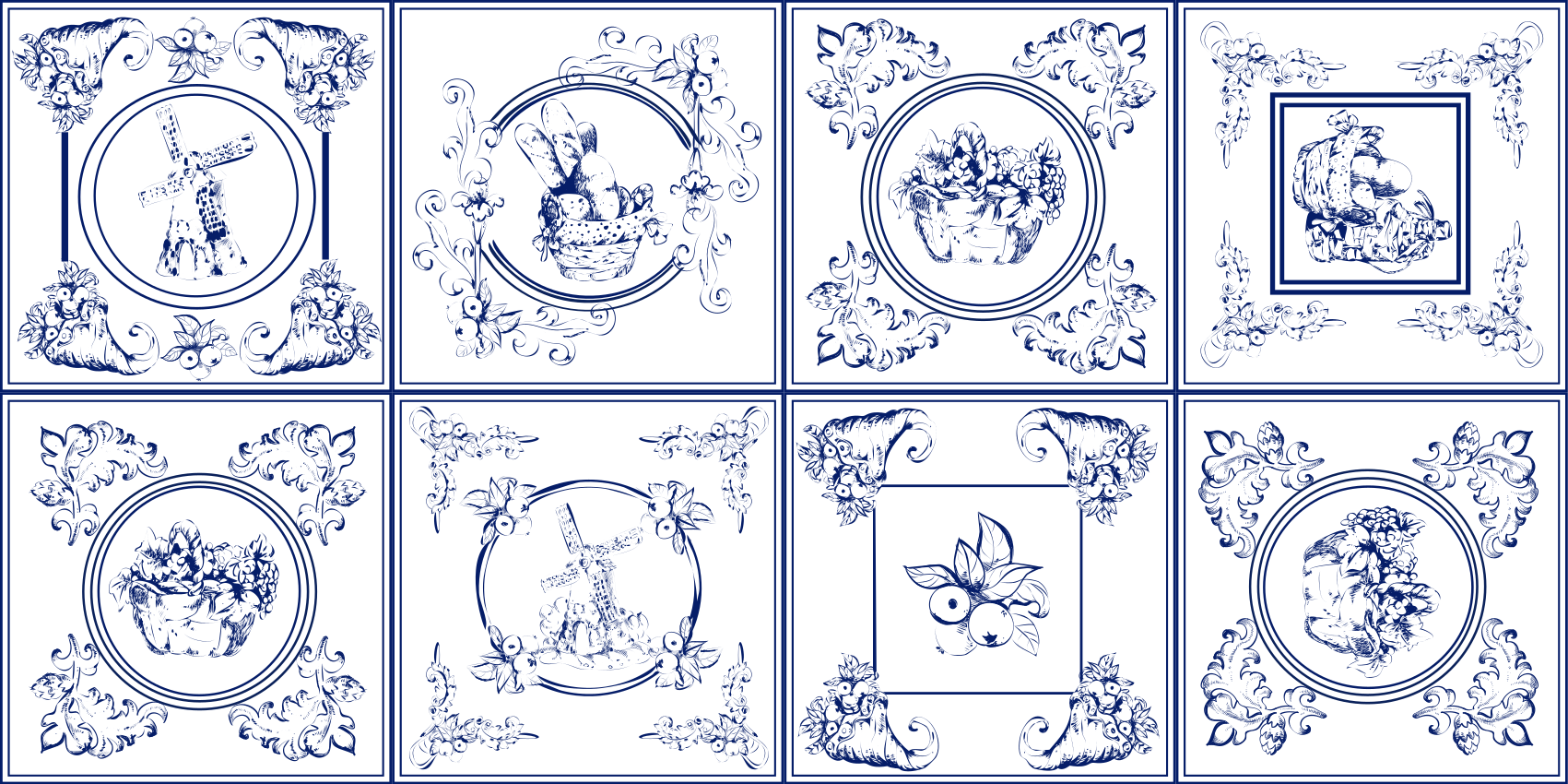 tapis vinyle Carreaux bleus vintage - TenStickers