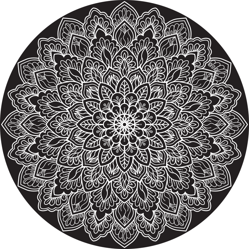 tapis vinyle mandala noir et blanc - TenStickers