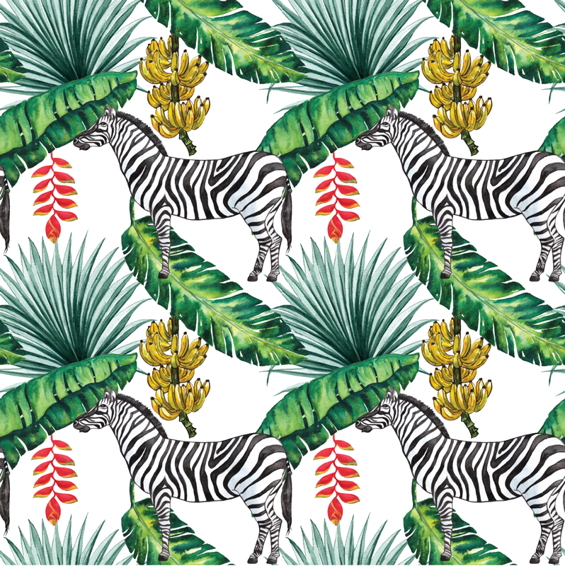 Tapis vinyle animal zèbre tropical - TenStickers