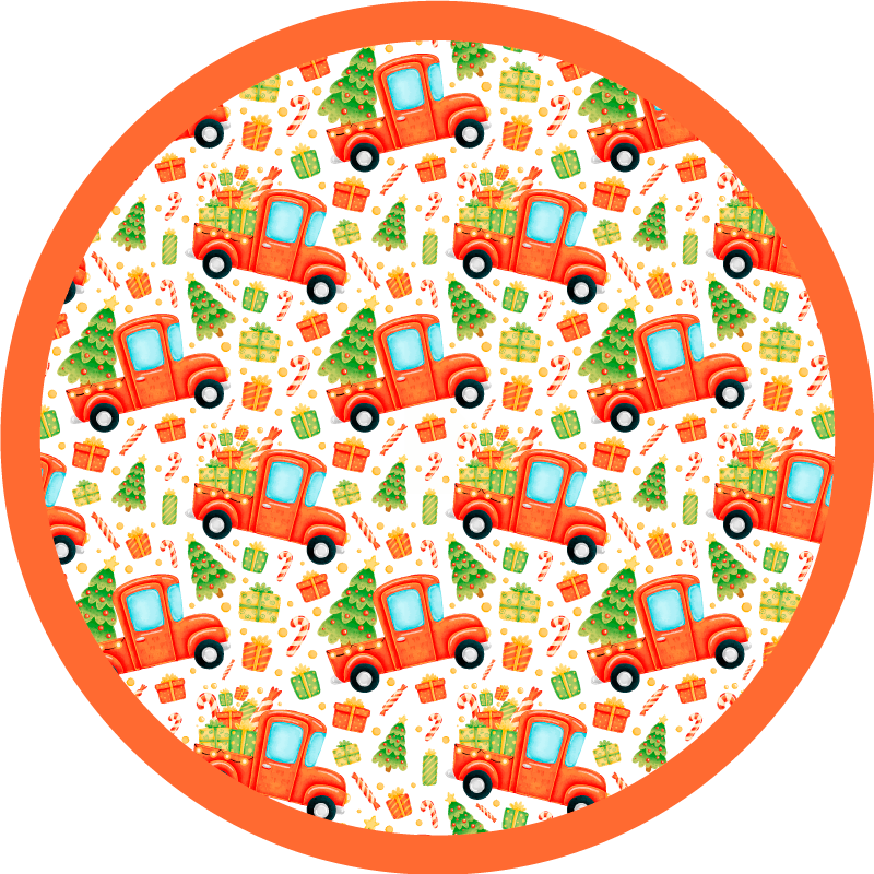 Tapis vinyle pour enfants Camion sapin de noël - TenStickers