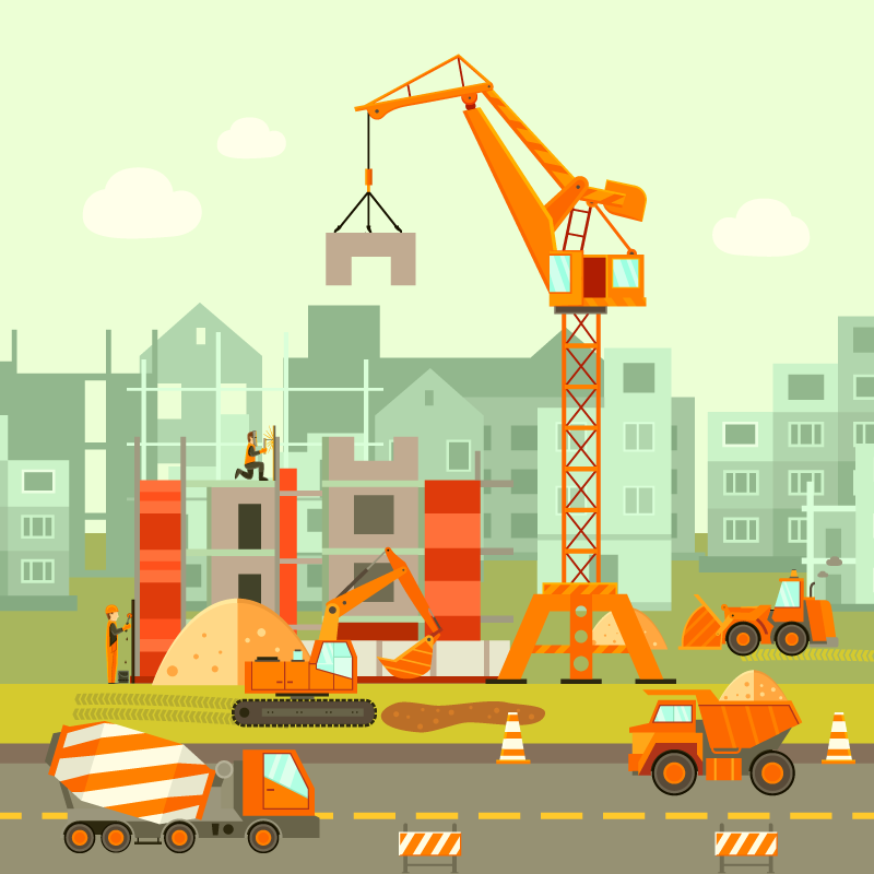 Tapis vinyle pour enfants Camions de chantier - TenStickers